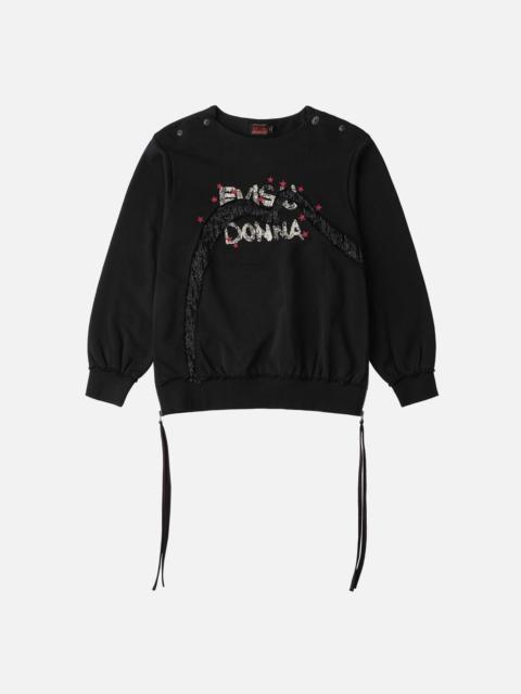 EVISU Daicock Appliqued Boat Neck Sweatshirt