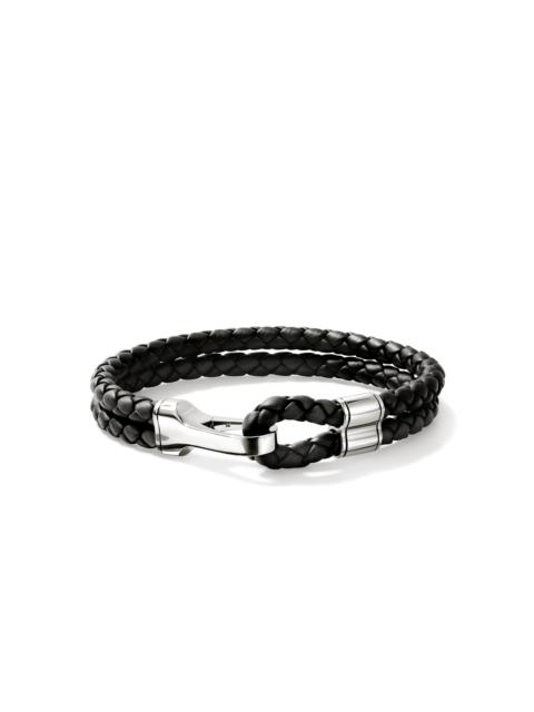 Hook Clasp Bracelet, Leather, Silver, 10MM