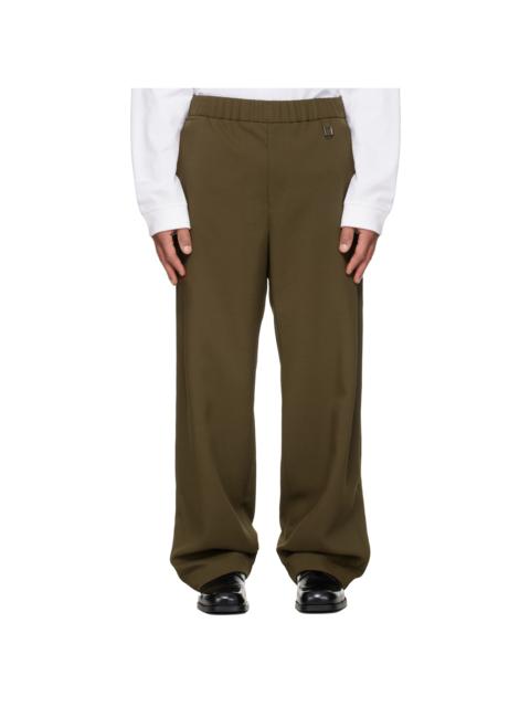 Wooyoungmi Khaki Twill Elasticized Waist Trousers