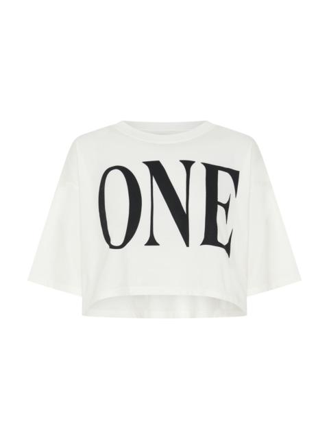 ONE TEASPOON One Logo Boxy Crop Tee - Ivory