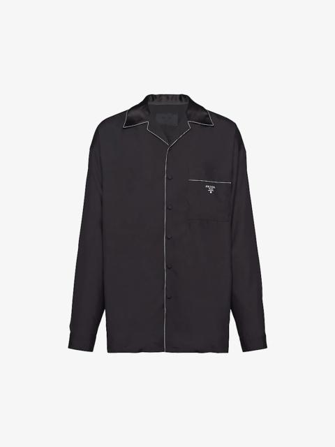 Prada Contrast-piping relaxed-fit silk shirt