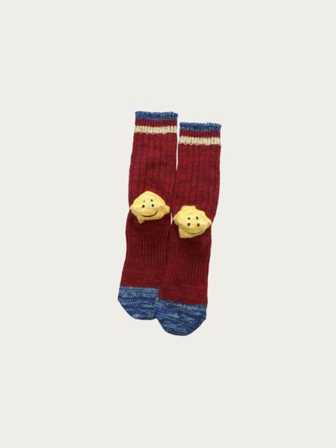 Kapital 60 Yarns IVY RAINBOWY HAPPY HEEL-Hold Socks - Red/Blue