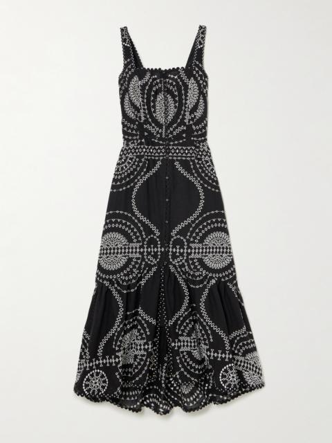 Charo Ruiz Greba Broderie Anglaise Cotton-blend Midi Dress