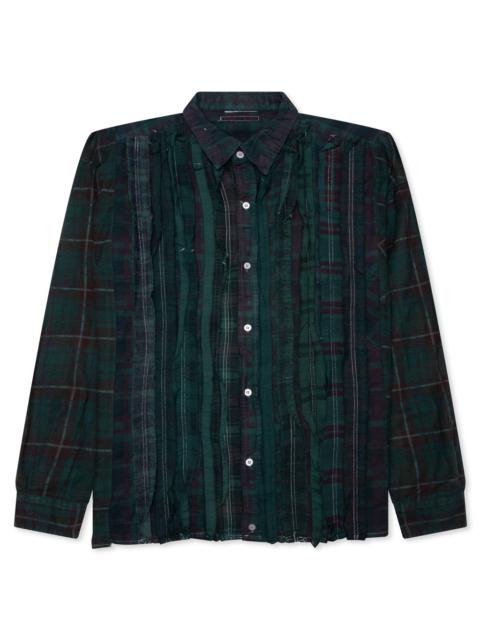 NEEDLES OVER DYED RIBBON WIDE SHIRT - GREEN