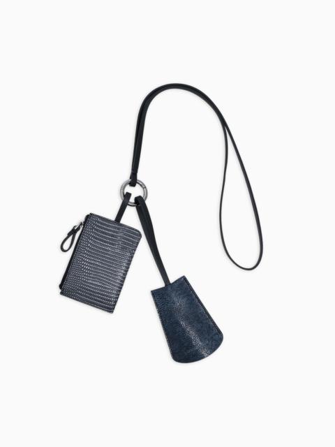 GIORGIO ARMANI PRINTED LEATHER KEYRING