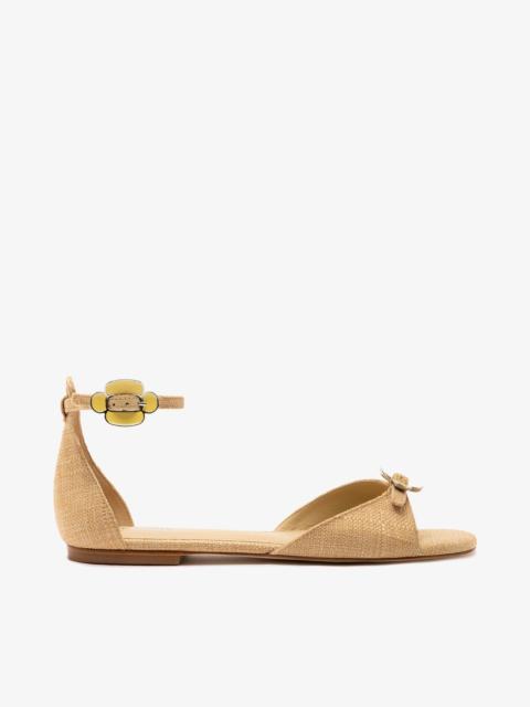 Tinx Flat Ankle Sandal In Beige Raffia