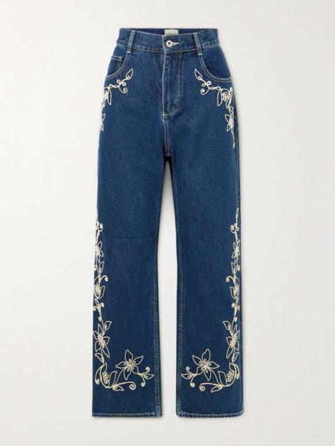 ALÉMAIS Carmen embroidered high-rise straight-leg jeans