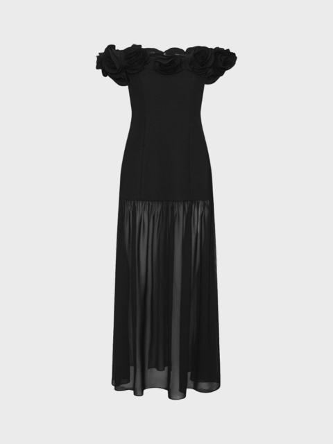 ROTATE Dress Crepe Maxi Flower Black