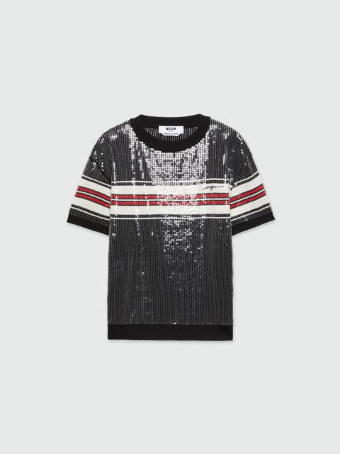 MSGM T-Shirt in wool and sequins