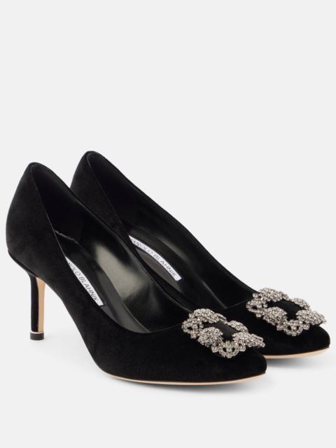Manolo Blahnik Hangisi 70 embellished velvet pumps