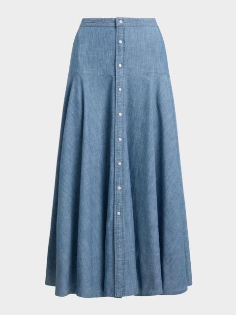 Polo Ralph Lauren Cotton Chambray Maxi Skirt
