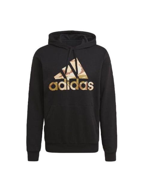 adidas adidas M Camo Hd Logo Printing Sports hooded Long Sleeves Black GL0019