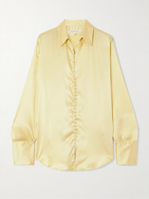 Dries Van Noten Stretch-silk satin shirt Pastel yellow