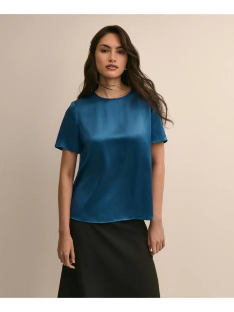 Brooks Brothers Short-Sleeve Top in Washable Silk Charmeuse