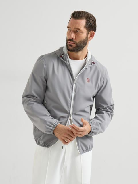 Brunello Cucinelli Bonded nylon hooded outerwear jacket with logo
