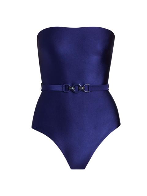 Zimmermann Women's Patience Belted Bandeau One-Piece Swimsuit - Royal Blue