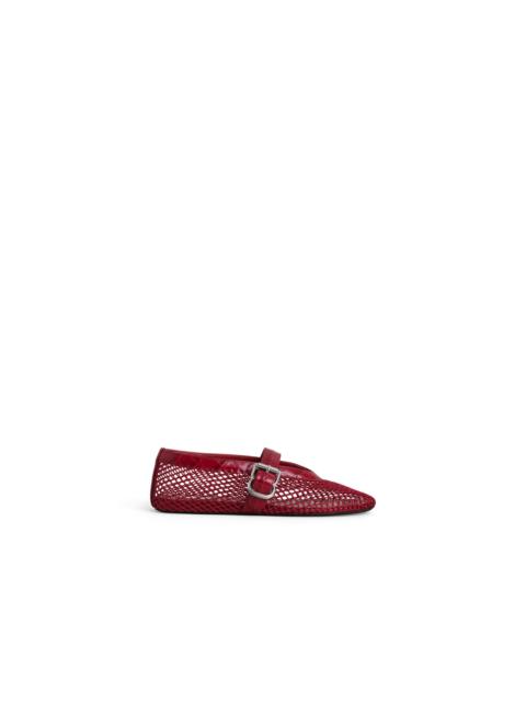 Alaïa BALLET FLATS IN FISHNET AND CROCODILE EMBOSSED CALFSKIN