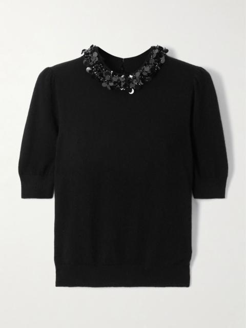 ULLA JOHNSON Liv embellished cashmere sweater Black