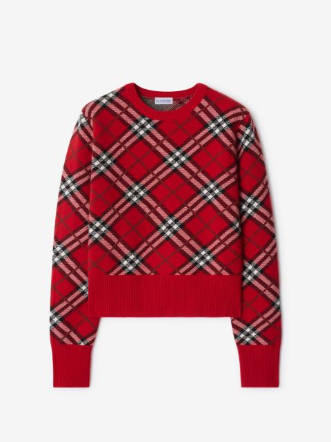 Check Wool Cashmere Blend Sweater