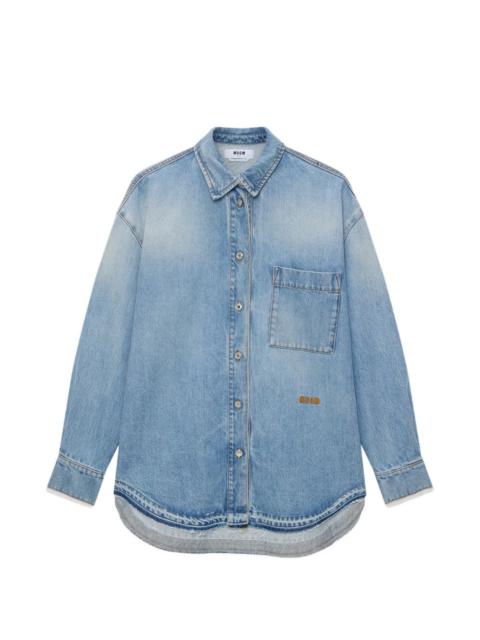MSGM logo-embroidered denim shirt