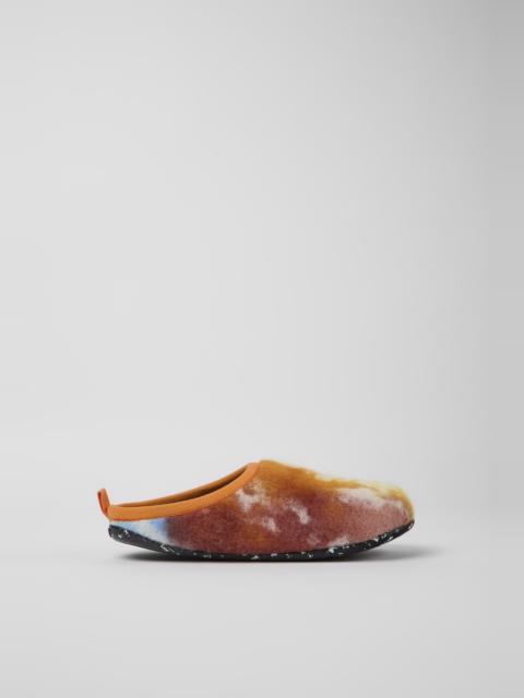 CAMPER Wabi Orange, blue, and white recycled wool slippers for women