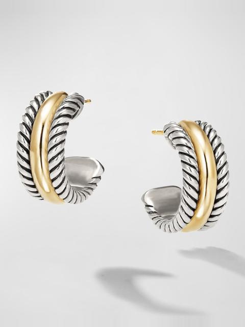 DAVID YURMAN Cable Collectibles Huggie Earrings in Silver with 14K Gold, 15.6mm, 0.3"L