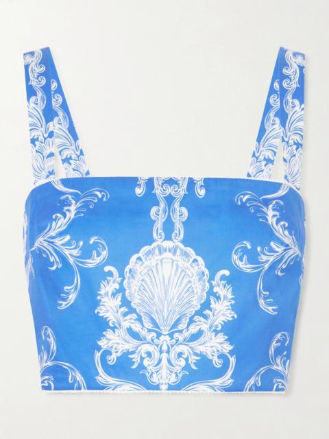 BORGO DE NOR Didi Printed Cropped Cotton-poplin Top
