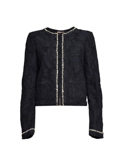 N°21 floral-embroidered tweed jacket