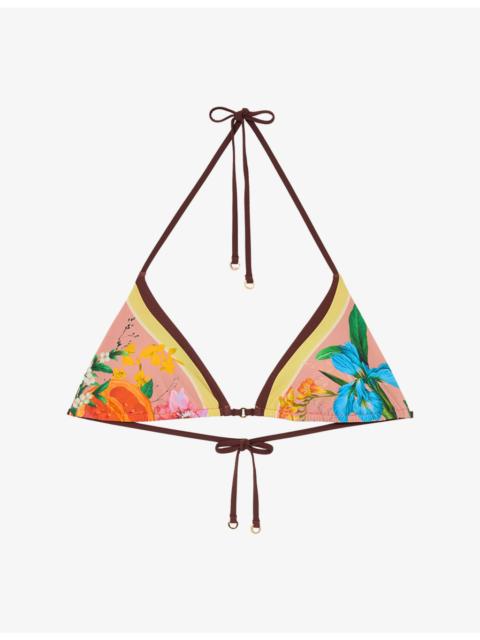 REISS Tina Tropical-Print Bikini Top