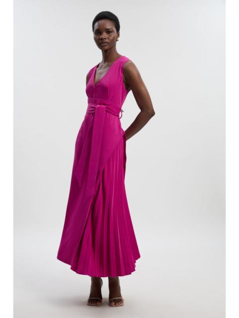 KAREN MILLEN Soft Tailored Side Pleated Midi Dress