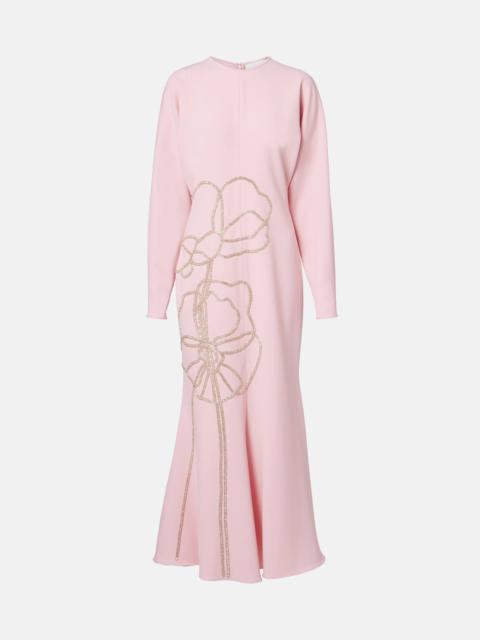 COSTARELLOS Avenna embellished crêpe midi dress