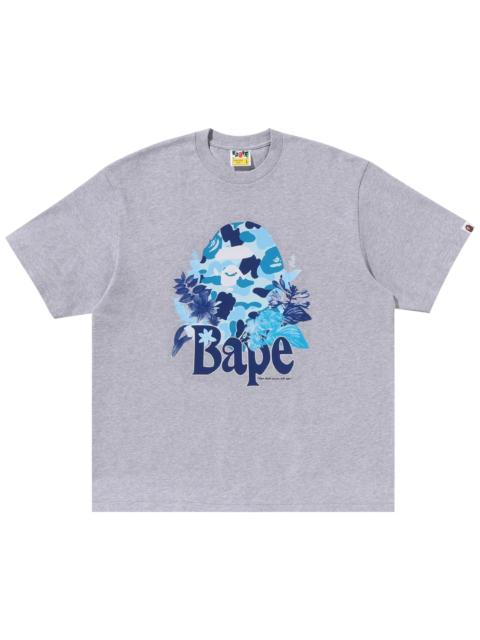 A BATHING APE® BAPE Floral Big Ape Head Relaxed Fit Tee 'Grey'