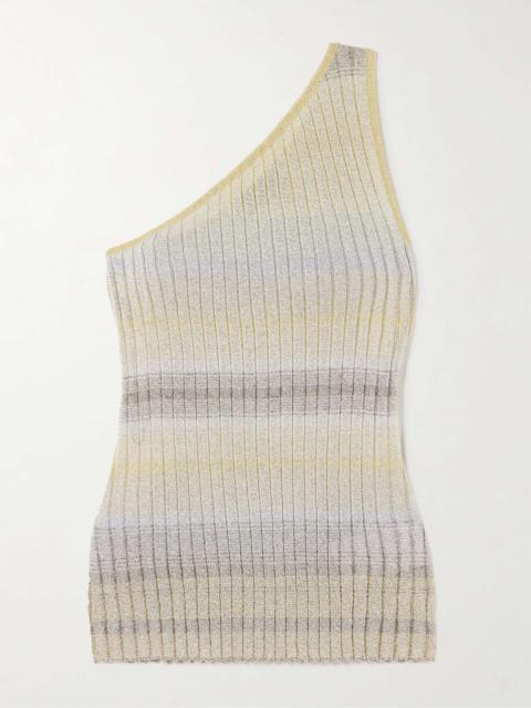 Missoni Mare one-shoulder metallic ribbed-knit top