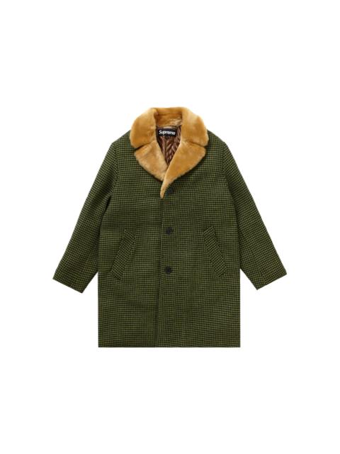 Supreme Supreme Fur Collar Car Coat Green Houndstooth