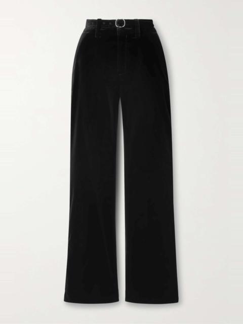 Proenza Schouler Marie belted satin-trimmed cotton-blend velvet straight-leg pants