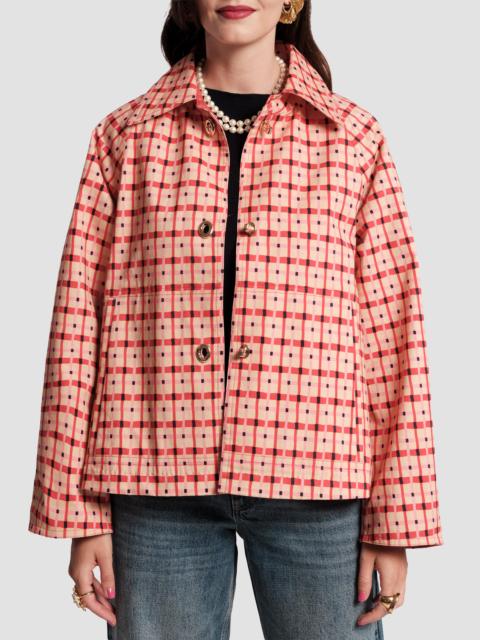 FRANCES VALENTINE Women's Short Spiffy Trench - Pink Red Multi