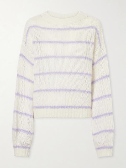 LISA YANG Sabelle Striped Knitted Wool And Silk-blend Sweater