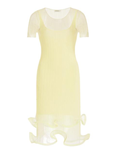 SIMKHAI Jett Sheer Plissé Mini Dress yellow