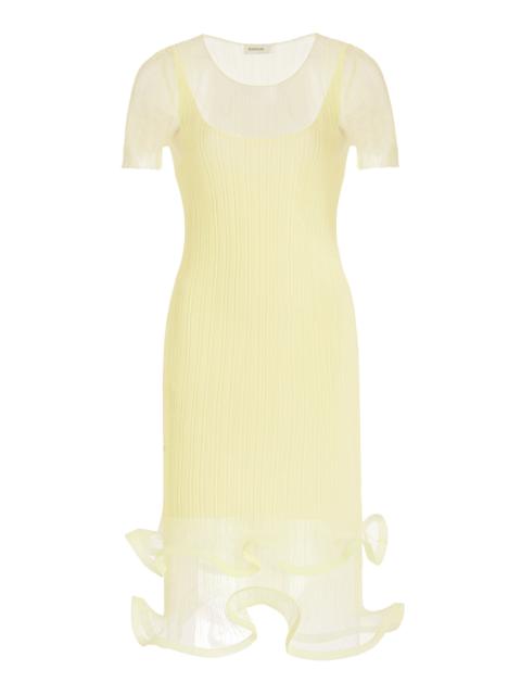 Jett Sheer Plissé Mini Dress yellow