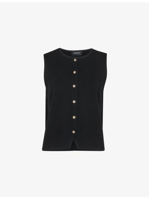 WHISTLES Lucy Sleeveless Cotton-Blend Top