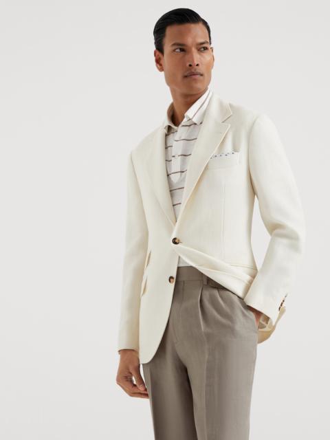 Brunello Cucinelli Linen, silk, virgin wool and cotton chevron deconstructed Cavallo blazer