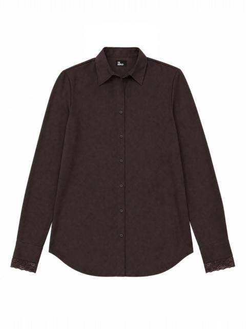 The Kooples SILK BLOUSE WITH BROWN LACE