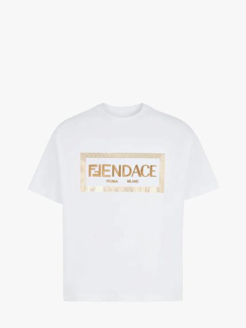 FENDI Fendace White jersey  Logo T-shirt