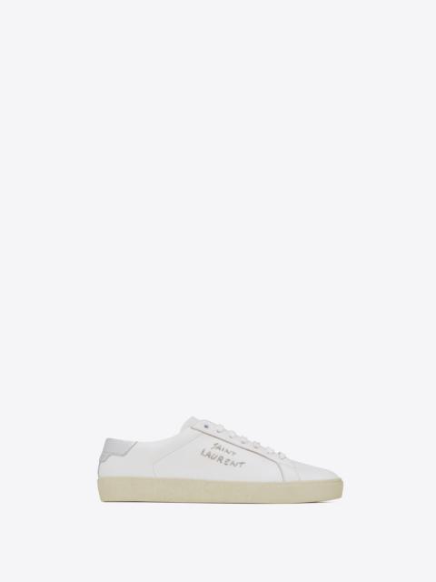 SAINT LAURENT court classic sl/06 embroidered sneakers in smooth and metallic leather