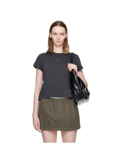 Alexander Wang Gray Hotfix Logo Shrunken T-shirt