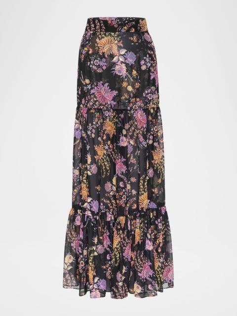 MISA Dusted Clustered Mavi Chiffon Maxi Skirt