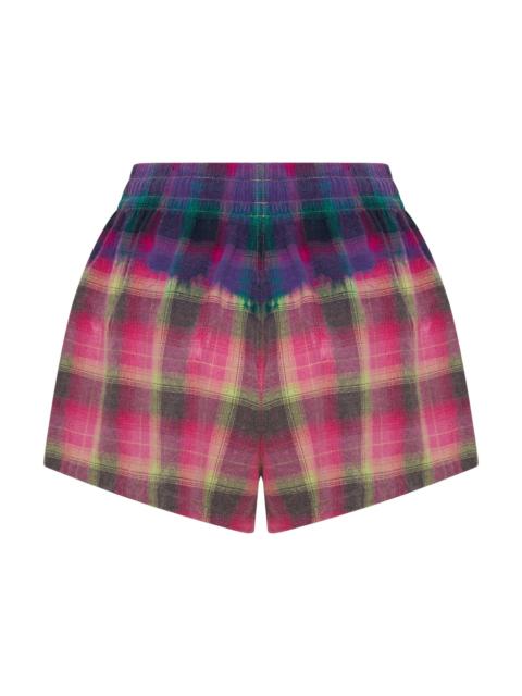 ONE TEASPOON Bleached Flannel Studded Boxer Shorts - Multi