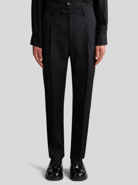 WOOL AND COTTON JACQUARD TROUSERS