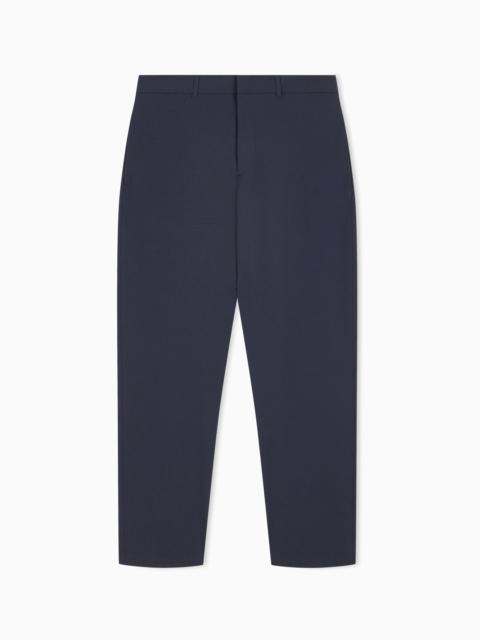 EMPORIO ARMANI TROUSERS WITH REGULAR FIT IN NYLON SPANDEX SEERSUCKER