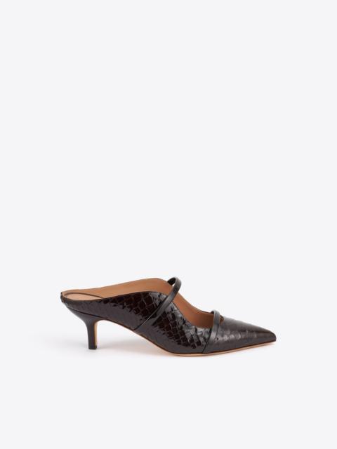 MALONE SOULIERS Maureen 45 Dark Brown Embossed Leather Mules